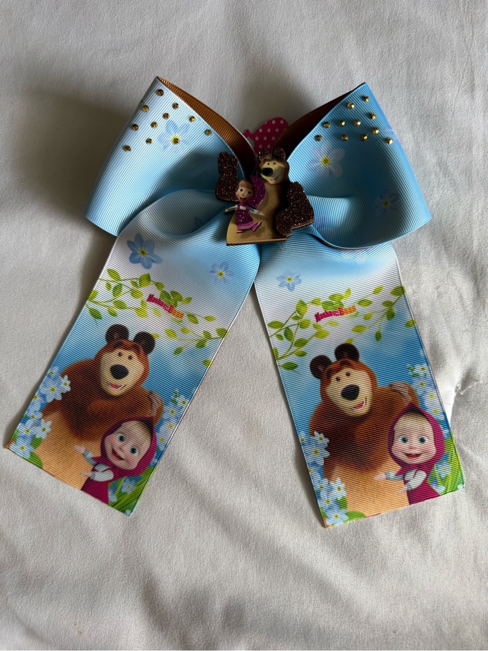 Masha and the Bear Light Blue Character Hair Bow for Kids Bow